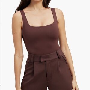 Good American Brown Modern Tank Thong Bodysuit!